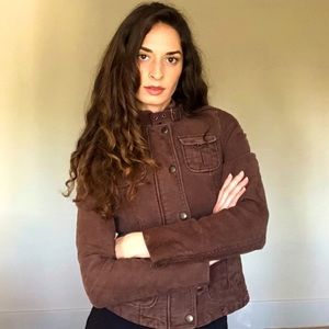 Vintage Abercrombie and Fitch Brown Cotton Five Button and Zipper Jacket